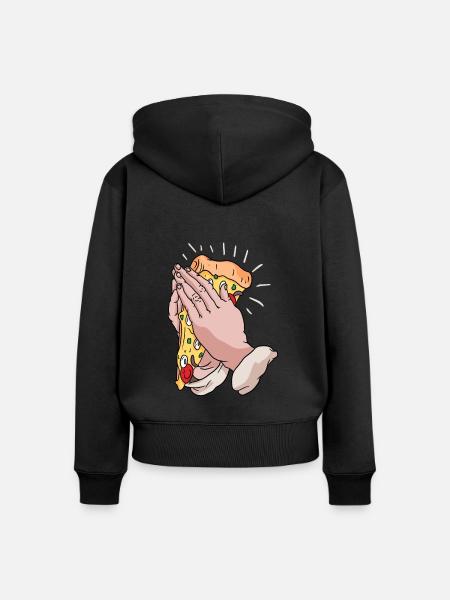 Beten für Pizza - Frauen Premium Bio Zip Hoodie - Schwarz