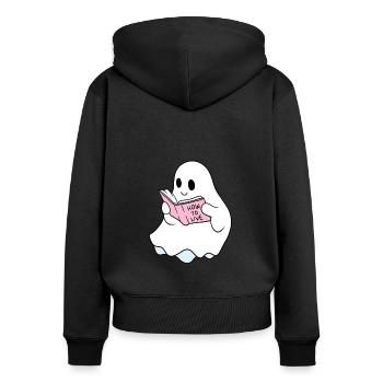Humour - Sweat à capuche zippé Premium bio Femme - noir - Dos - Julia (174cm)