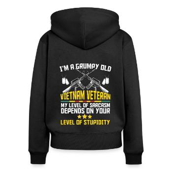 Vietnam Veteran - Women's Premium Organic Zip Hoodie - black - Back - Julia (174cm)