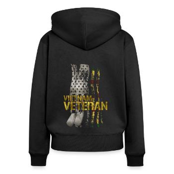 Vietnam Veteran - Women's Premium Organic Zip Hoodie - black - Back - Julia (174cm)