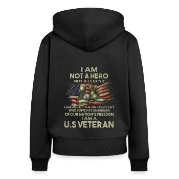 Vietnam Veteran - Women's Premium Organic Zip Hoodie - black - Back - Julia (174cm)