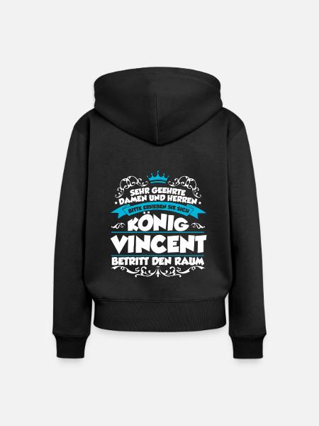 Vincent Name Design - Frauen Premium Bio Zip Hoodie - Schwarz