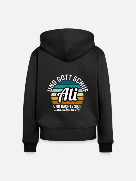 André - Frauen Premium Bio Zip Hoodie - Schwarz
