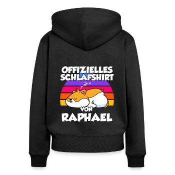 Offizielles Schlafshirt Von Raphael - Frauen Premium Bio Zip Hoodie - Schwarz - Hinten - Julia (174cm)