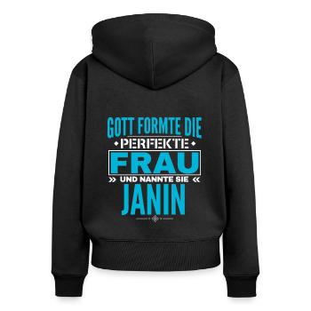 Janin Name Design - Women's Premium Organic Zip Hoodie - black - Back - Julia (174cm)