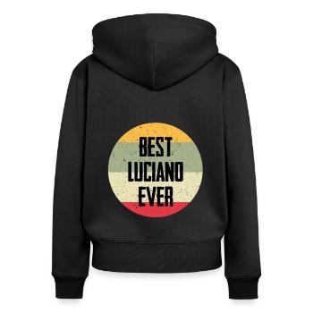 Le meilleur Luciano de tous les temps - Sweat à capuche zippé Premium bio Femme - noir - Dos - Julia (174cm)