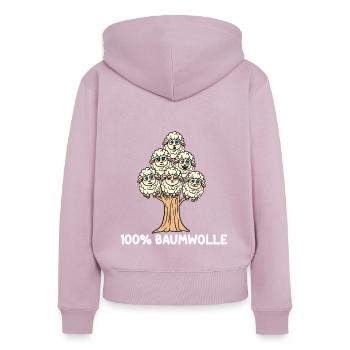 100% coton - Sweat à capuche zippé Premium bio Femme - rose poudré - Dos - Julia (174cm)