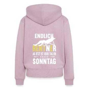 Collègues Pensionnés Début de la retraite - Sweat à capuche zippé Premium bio Femme - rose poudré - Dos - Julia (174cm)