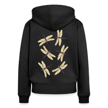 Sechs Libellen - Frauen Premium Bio Zip Hoodie - Schwarz - Hinten - Julia (174cm)
