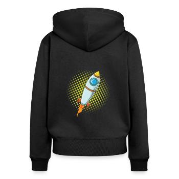 Mond Rakete Raumschiff Comic Flugkörper - Frauen Premium Bio Zip Hoodie - Schwarz - Hinten - Julia (174cm)