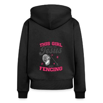 Fechtsport Cette fille court sur Jésus et l’escrime - Sweat à capuche zippé Premium bio Femme - noir - Dos - Julia (174cm)