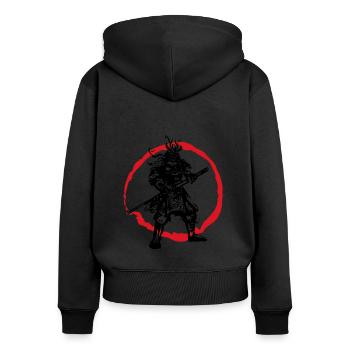 Samurai Japanese Warrior Blood Moon Design - Women's Premium Organic Zip Hoodie - black - Back - Julia (174cm)