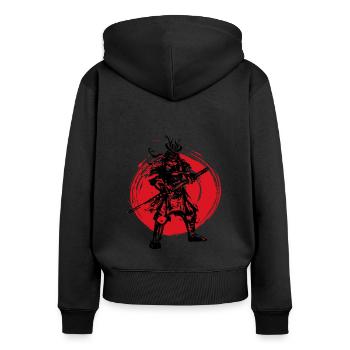 Samurai Japanese Warrior Blood Moon Design - Women's Premium Organic Zip Hoodie - black - Back - Julia (174cm)
