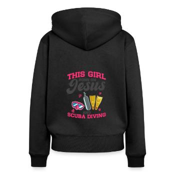 Taucher This Girl Runs On Jesus And Scuba Diving - Frauen Premium Bio Zip Hoodie - Schwarz - Hinten - Julia (174cm)
