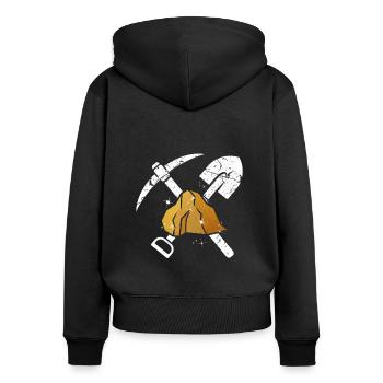 Goldsucher Mining Bergbau Goldrausch Spitzhacke - Frauen Premium Bio Zip Hoodie - Schwarz - Hinten - Julia (174cm)