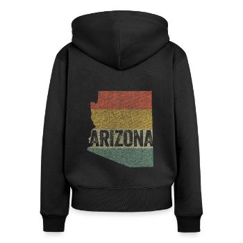 Distressed Retro Arizona - Women's Premium Organic Zip Hoodie - black - Back - Julia (174cm)