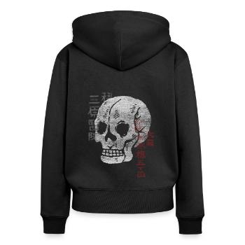 Vintage Japanese Matchbook Skull - Women's Premium Organic Zip Hoodie - black - Back - Julia (174cm)