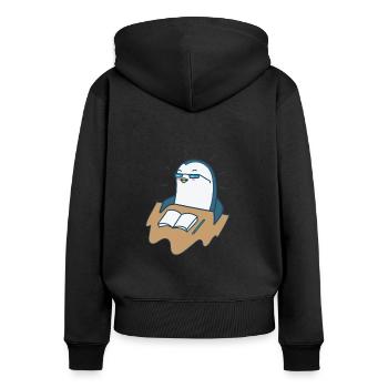 Pingouin apprenant l’oiseau antarctique - Sweat à capuche zippé Premium bio Femme - noir - Dos - Julia (174cm)