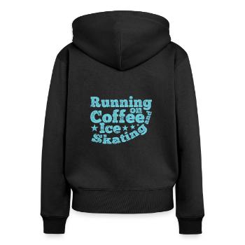 Running on Coffee and Ice Skating Eisbahn - Frauen Premium Bio Zip Hoodie - Schwarz - Hinten - Julia (174cm)