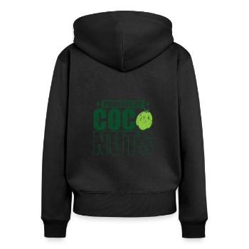Powered by Coconuts Palme exotische Frucht - Frauen Premium Bio Zip Hoodie - Schwarz - Hinten - Julia (174cm)