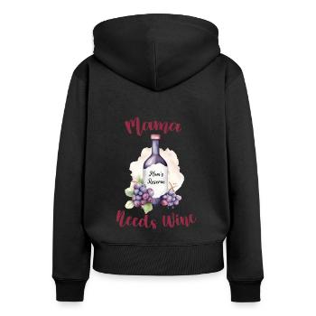 Maman a besoin de vin Fête des mères mignonne 2024 - Sweat à capuche zippé Premium bio Femme - noir - Dos - Julia (174cm)