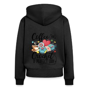 I Love Coffee And Crochet - Women's Premium Organic Zip Hoodie - black - Back - Julia (174cm)