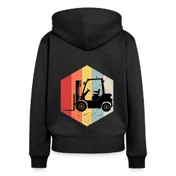 Vintage Forklift Operator - Women's Premium Organic Zip Hoodie - black - Back - Julia (174cm)