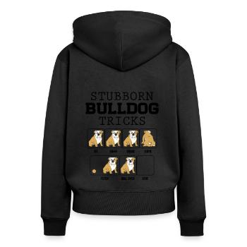 Stubborn English Bulldog Tricks - Women's Premium Organic Zip Hoodie - black - Back - Julia (174cm)