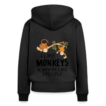 I Like Monkeys And Maybe Like 3 People - Women's Premium Organic Zip Hoodie - black - Back - Julia (174cm)