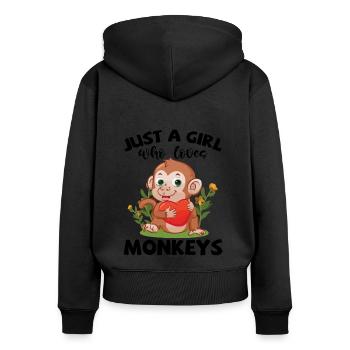 Just A Girl Who Loves Monkeys - Women's Premium Organic Zip Hoodie - black - Back - Julia (174cm)