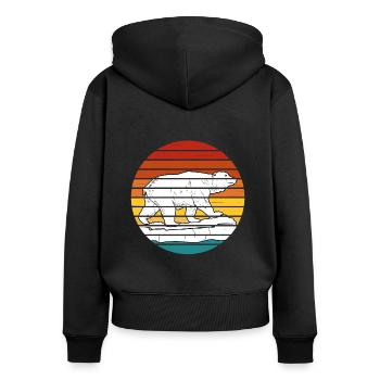 Vintage Retro Polar Bear - Women's Premium Organic Zip Hoodie - black - Back - Julia (174cm)