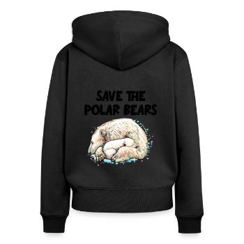 Save The Polar Bears - Women's Premium Organic Zip Hoodie - black - Back - Julia (174cm)