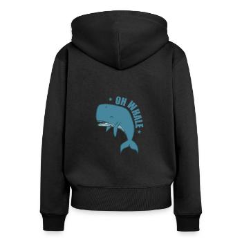Oh Whale Pottwal im Wasser - Frauen Premium Bio Zip Hoodie - Schwarz - Hinten - Julia (174cm)