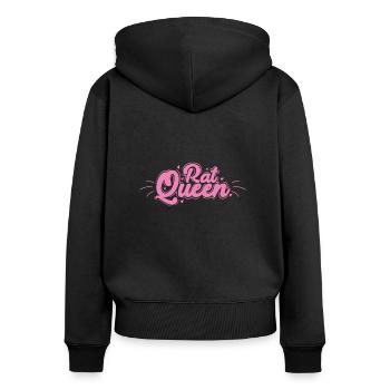 Rat Queen Nagetier Natur Haustier - Frauen Premium Bio Zip Hoodie - Schwarz - Hinten - Julia (174cm)