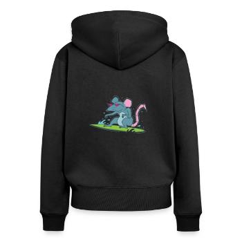Ratte surft Haustier Nagetier - Frauen Premium Bio Zip Hoodie - Schwarz - Hinten - Julia (174cm)