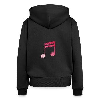 Notes, Musique, Tonalité Musicale, Rythme - Sweat à capuche zippé Premium bio Femme - noir - Dos - Julia (174cm)