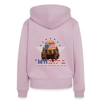 Cocker Spaniel Sonnenbrille Murica Flagge Geschenk - Frauen Premium Bio Zip Hoodie - Altrosa - Hinten - Julia (174cm)