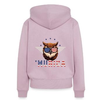 Eule Sonnenbrille Murica Amerika Flagge Geschenk - Frauen Premium Bio Zip Hoodie - Altrosa - Hinten - Julia (174cm)