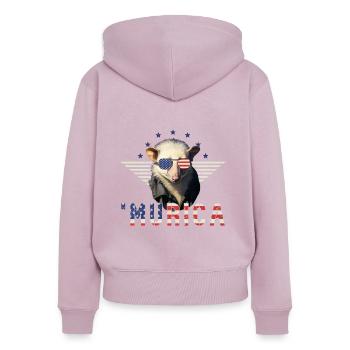Opossum Sonnenbrille Murica Amerika Geschenk - Frauen Premium Bio Zip Hoodie - Altrosa - Hinten - Julia (174cm)