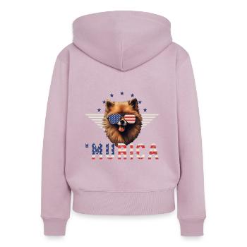 Zwergspitz Sonnenbrille Murica Flagge Geschenk - Frauen Premium Bio Zip Hoodie - Altrosa - Hinten - Julia (174cm)