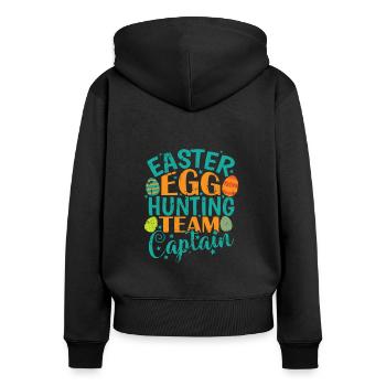 Capitaine de l’équipe de chasse aux œufs de Pâques lapin de Pâques - Sweat à capuche zippé Premium bio Femme - noir - Dos - Julia (174cm)