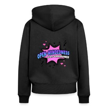 Openness is my superpower trait - Women's Premium Organic Zip Hoodie - black - Back - Julia (174cm)