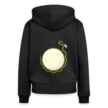 Rakete umkreist Mond - Frauen Premium Bio Zip Hoodie - Schwarz - Hinten - Julia (174cm)
