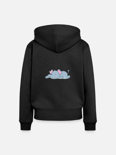 schlafender Elefant - Frauen Premium Bio Zip Hoodie - Schwarz
