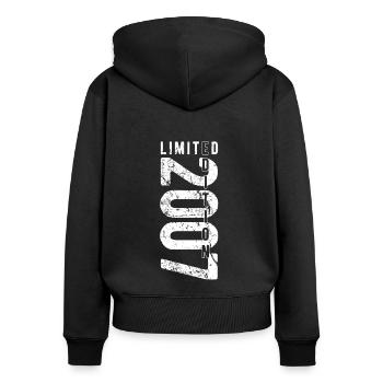 Grunge Jahrgang Limited Edition 2007 Geburtstag - Frauen Premium Bio Zip Hoodie - Schwarz - Hinten - Julia (174cm)