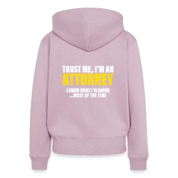 Croyez-moi, je suis un avocat Collègues Cadeau - Sweat à capuche zippé Premium bio Femme - rose poudré - Dos - Julia (174cm)
