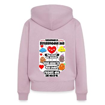 Cuddle mode on – stress mode off - Women's Premium Organic Zip Hoodie - dusky pink - Back - Julia (174cm)