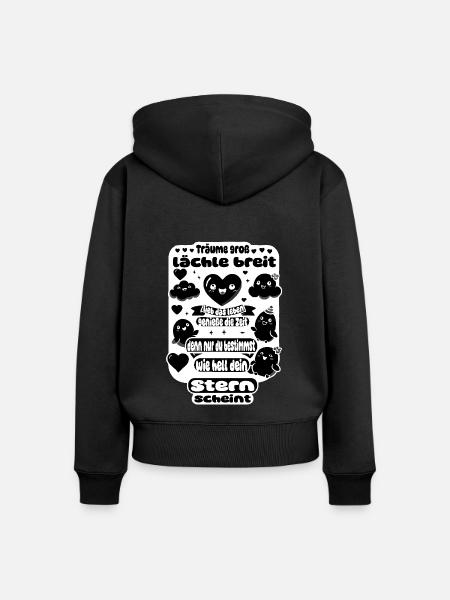 Träume groß – Lächle breit - Frauen Premium Bio Zip Hoodie - Schwarz
