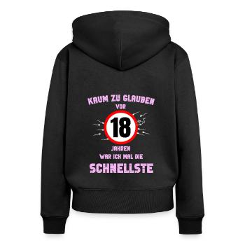 18 Birthday Gift Party Saying Idea Adult - Women's Premium Organic Zip Hoodie - black - Back - Julia (174cm)
