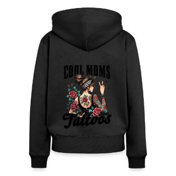 Les mamans cool ont des tatouages - Sweat à capuche zippé Premium bio Femme - noir - Dos - Julia (174cm)